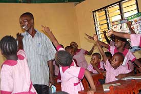 Our second form KiDs respond enthusiastically to teacher Elija...